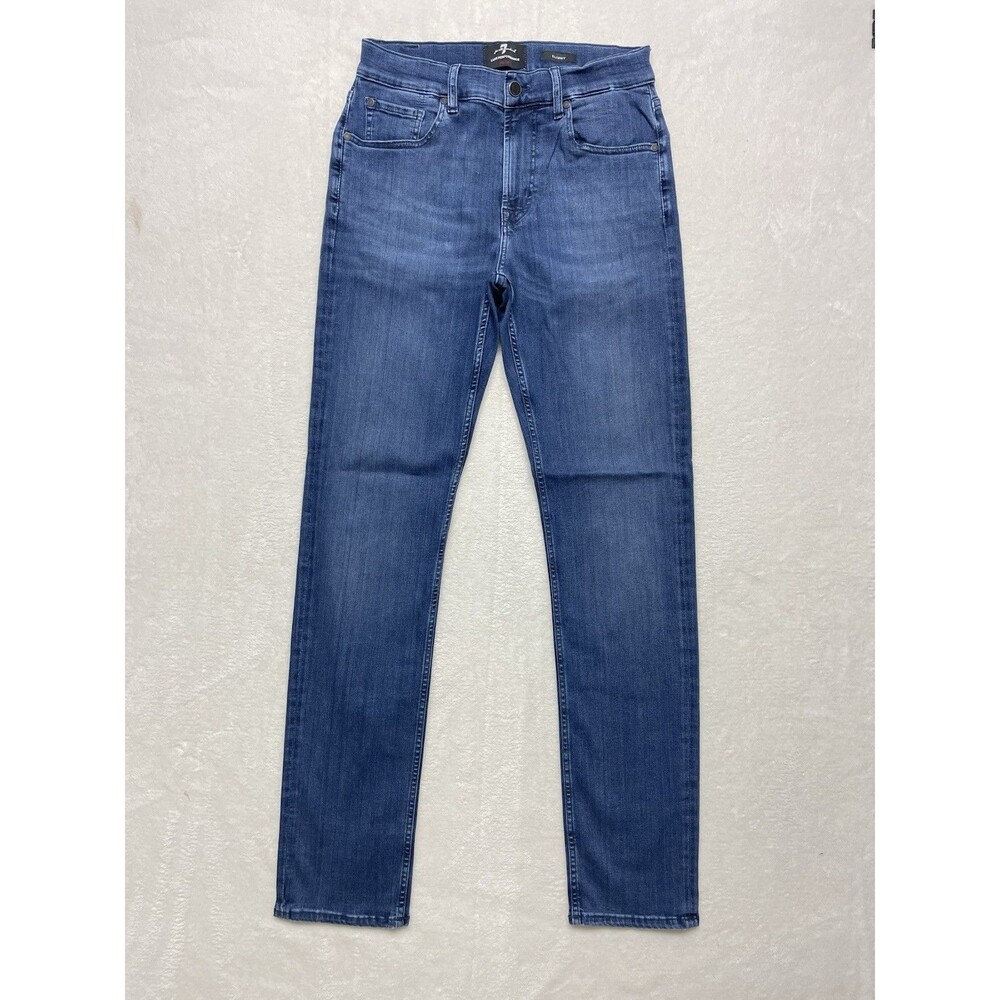 7 For All Mankind Mens W32 L32 Slimmy Luxe Performance Plus Blue Stretch Jeans